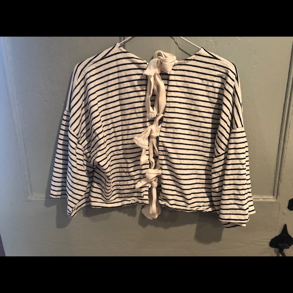 ASOS crop tie back striped top